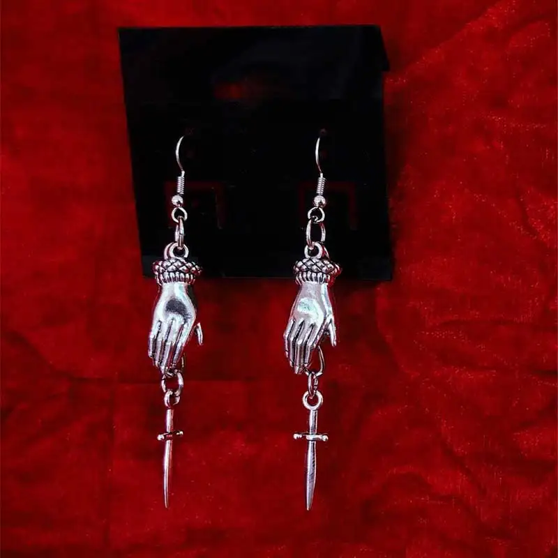 

Goth Punk Trend Hand Sword Drop Earrings for Women Girl Vintage Halloween Earrings Fashion Jewelry Accessories Gifts Wholesale