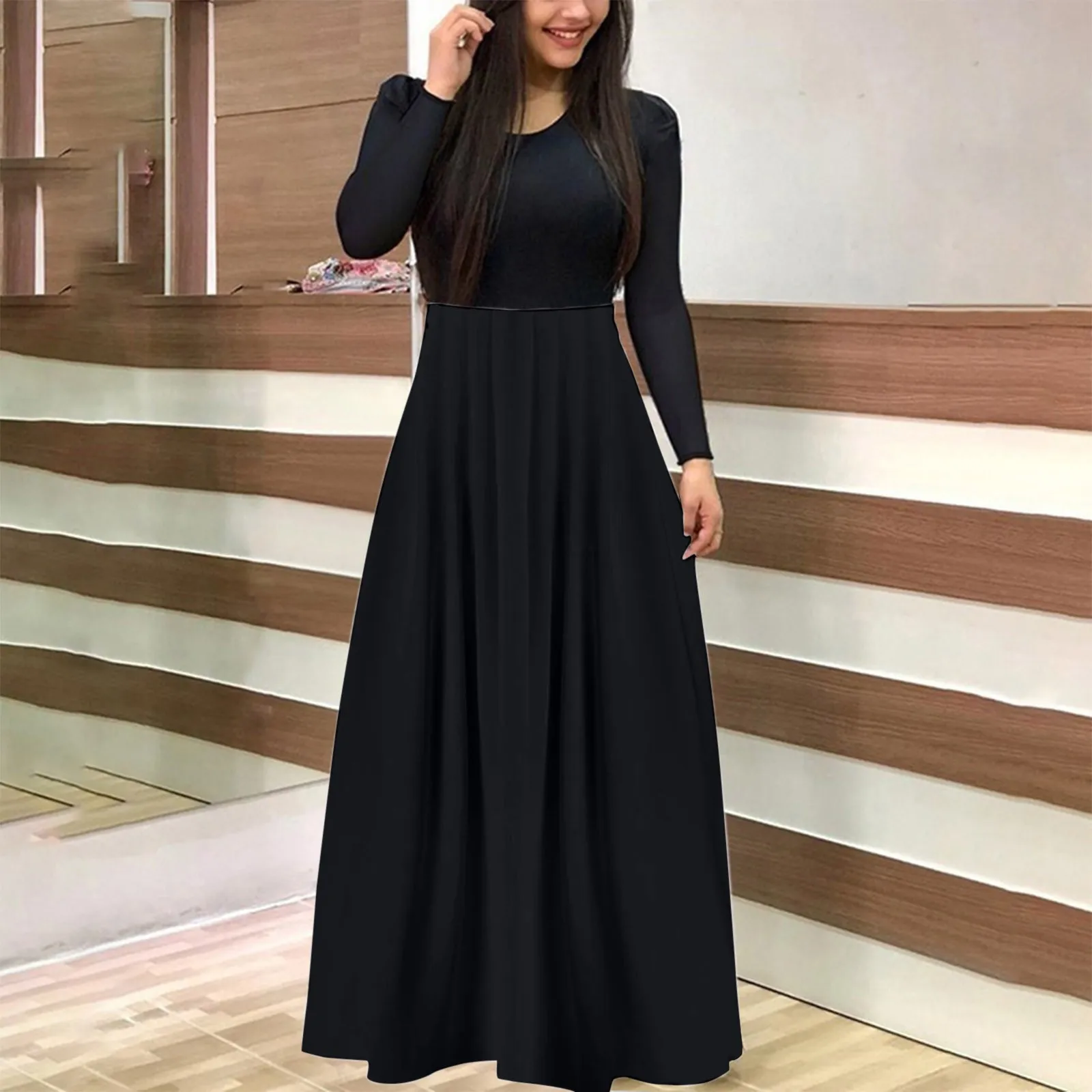 

Women Sexy Long Sleeve Skeleton Soild Cocktail Party Elegant Casual Fashion Evening Party Long Dress