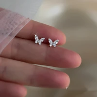 shiny zircon butterfly earring sweet jewelry accessories french simple crystal bud stud earrings