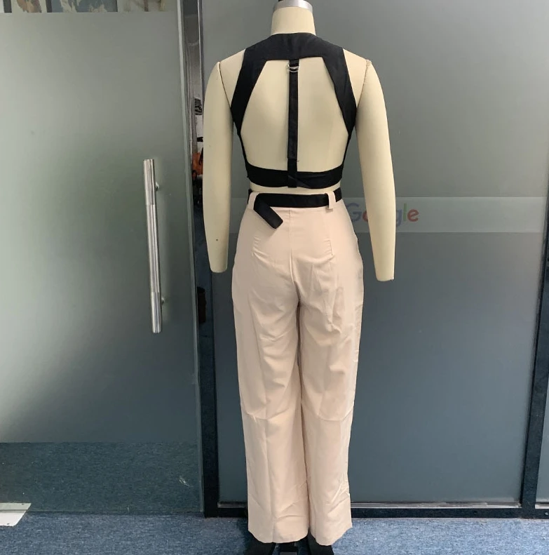 Женский базовый универсальный брючный костюм однотонный модный пикантный