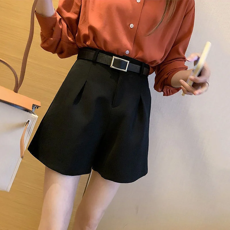 New 2023 Women Korean Suit Shorts Spring Summer Office Suits High Waist Business Casual Loose Female Plus Size Wide Leg Pants