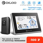 Digoo DG-TH8380 для дома и улицы Беспроводной сенсорный Погодная станция погоды Сенсор термометром и гигрометром декоративные часы для метр календарь Подсветка