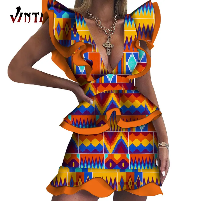 Летние короткие сексуальные африканские женские платья традиционные Дашики с