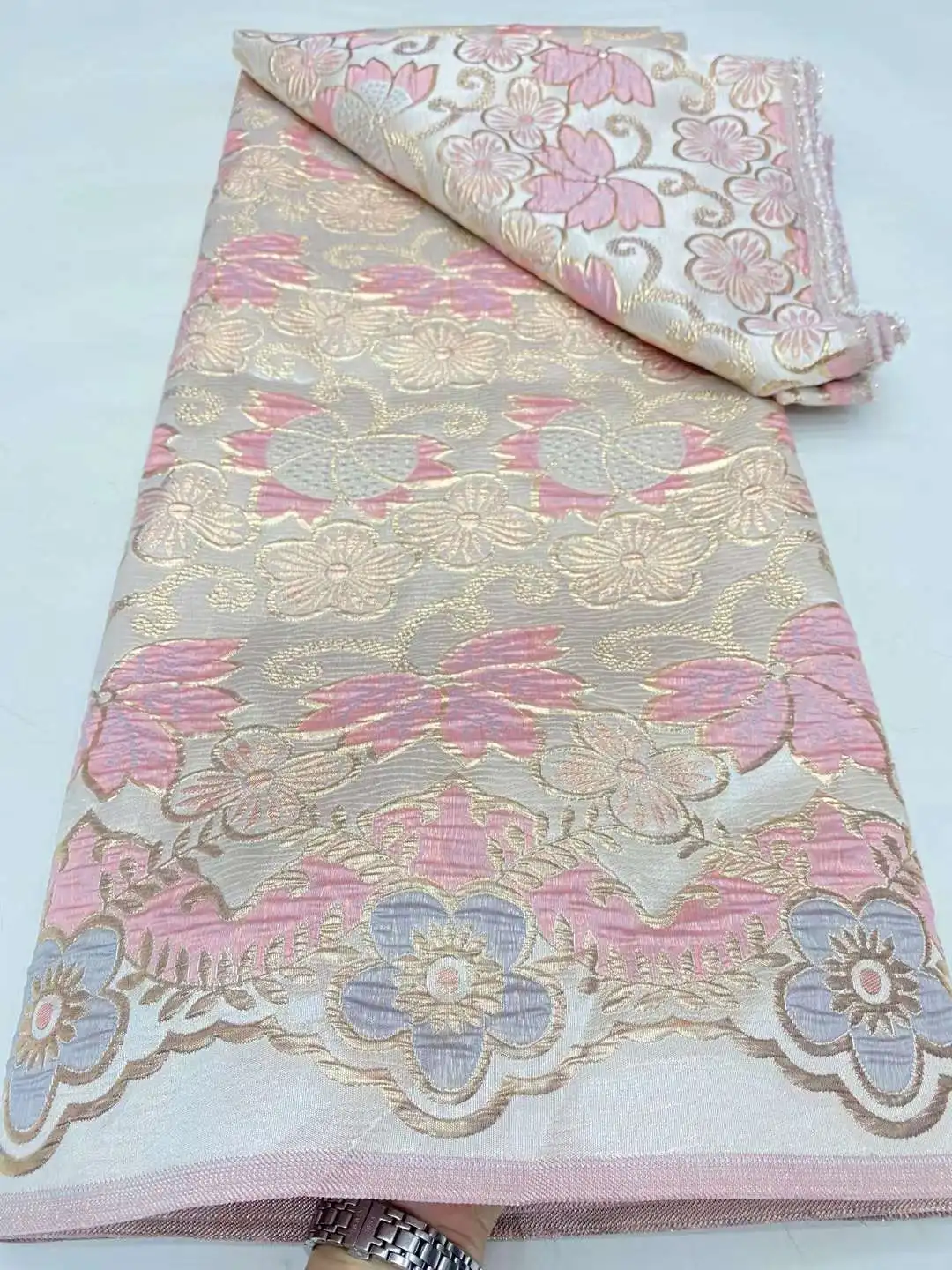 Новейшая африканская жаккардовая кружевная ткань французская позолоченная