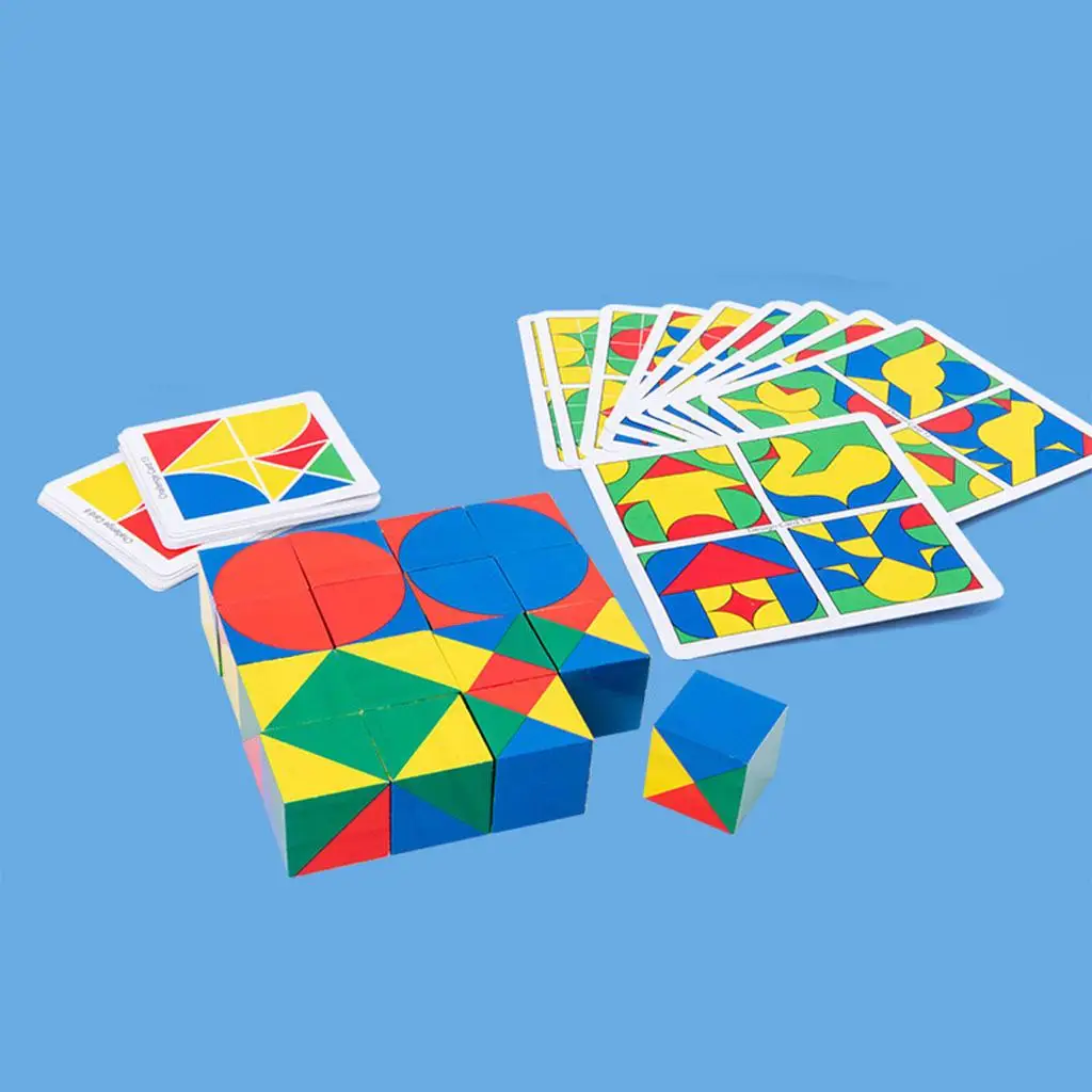 

16x Cubes Building Blocks Puzzle Game Wooden Educational for Learning Baby
