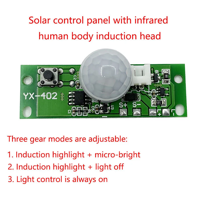 

1Pc 3.7V DIY Solar Lamp Board Control Sensor Night Light Module Controller Infrared Human Body Induction Solar Circuit Board