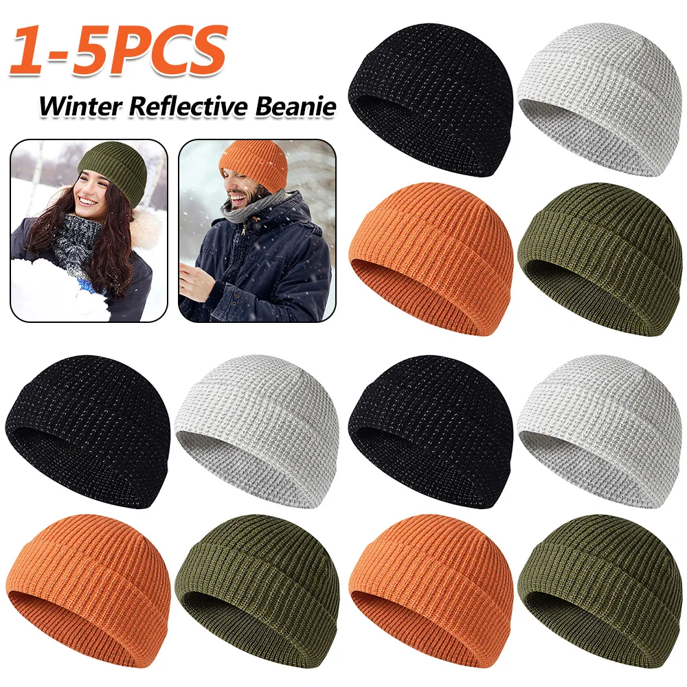 1-5 шт. зимние светоотражающие шапки унисекс высокая видимость серебристая