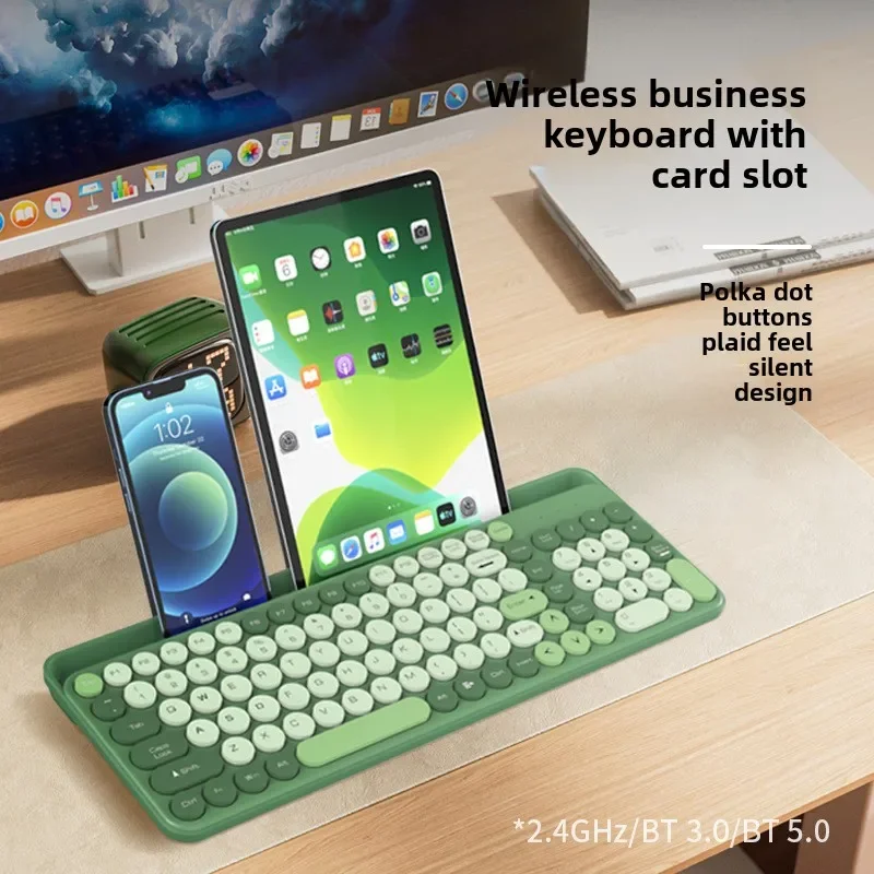 Беспроводная двухрежимная офисная клавиатура Bluetooth 2 4G со слотом для карт