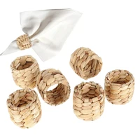 reusable natural material straw rope woven napkin holder water hyacinth grass napkin buckle napkin ring wedding table decor