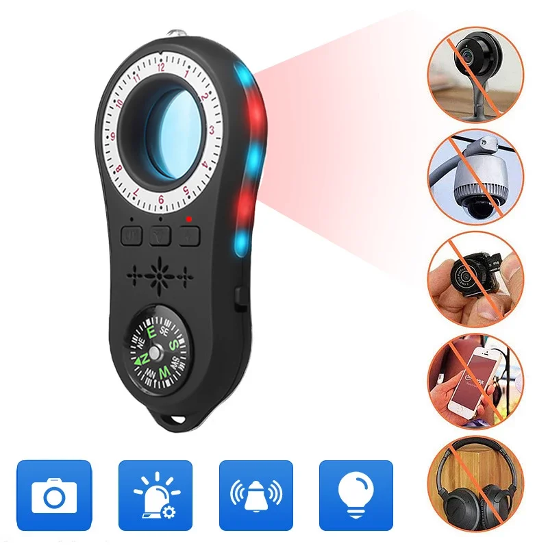 

Mini S100 Spy Camera Detector Anti Spy Camera GPS Tracter Eavesdropping Finder Infrared Scanner Multi-Functional Alarm Sensor