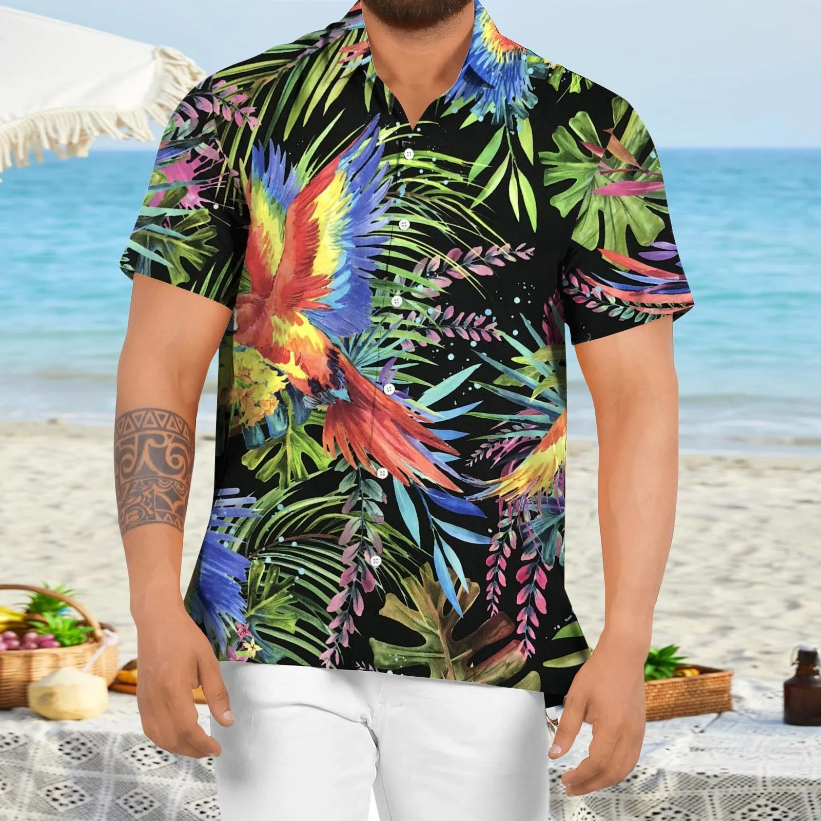 

Summer Shirts Men 2022 New Casual Floral Print Beach Style Shirt Casual Button Down Short Sleeve Shirts Holiaday Vacation Outfit