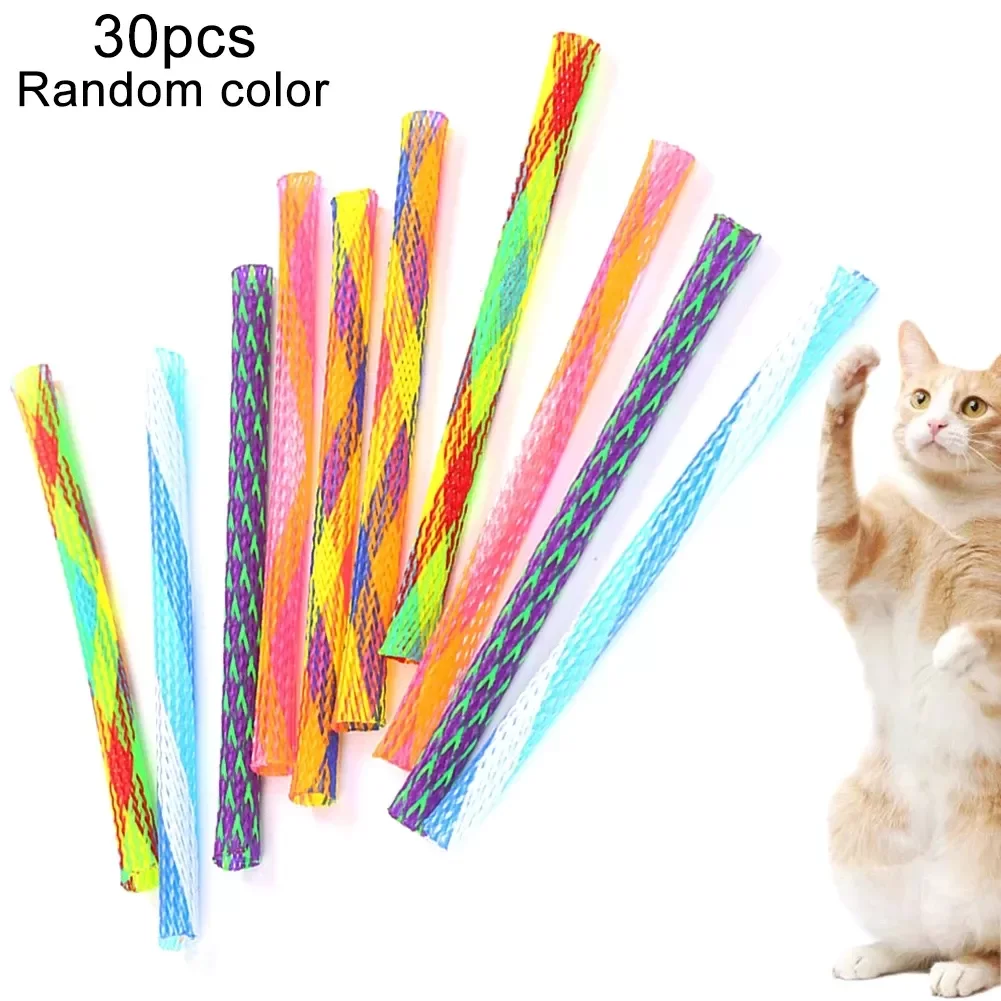 

NEW2023 10/30Pcs Cat Spring Toy Stick Freely Folding Spring Shape Multi-Color Cat Bouncing Kitten Toys Cat Interactive Toys Pet