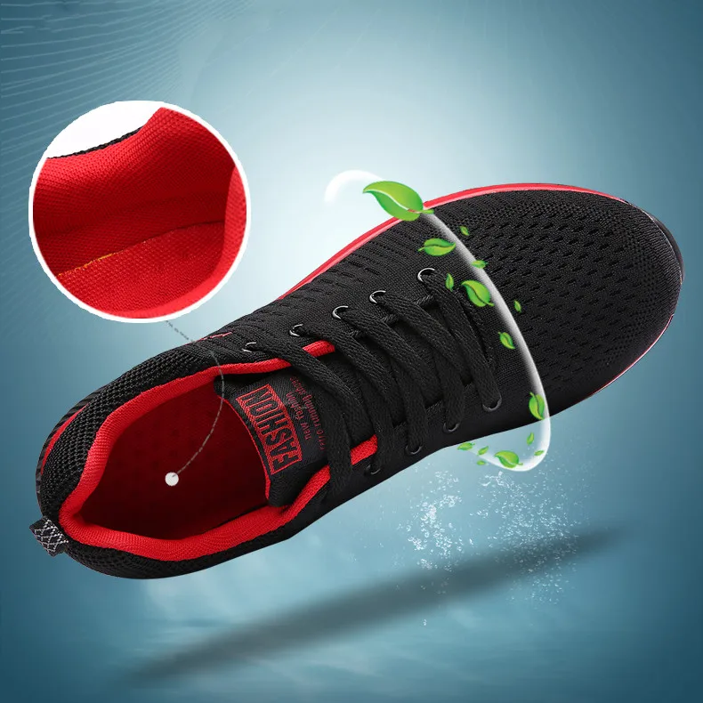 Men's Sneakers Soft Sole Lightweight Breathable Mesh Knit Women's Non-Slip Running Shoes Unisex Lace-Up Casual Walking Shoes