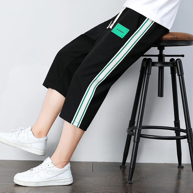 

New Casual Men's Shorts 2023 Summer Sports Quick Dry Calf-Length Pants Elastic Waist Drawstring Jogger Beach Pant Loose Trousers