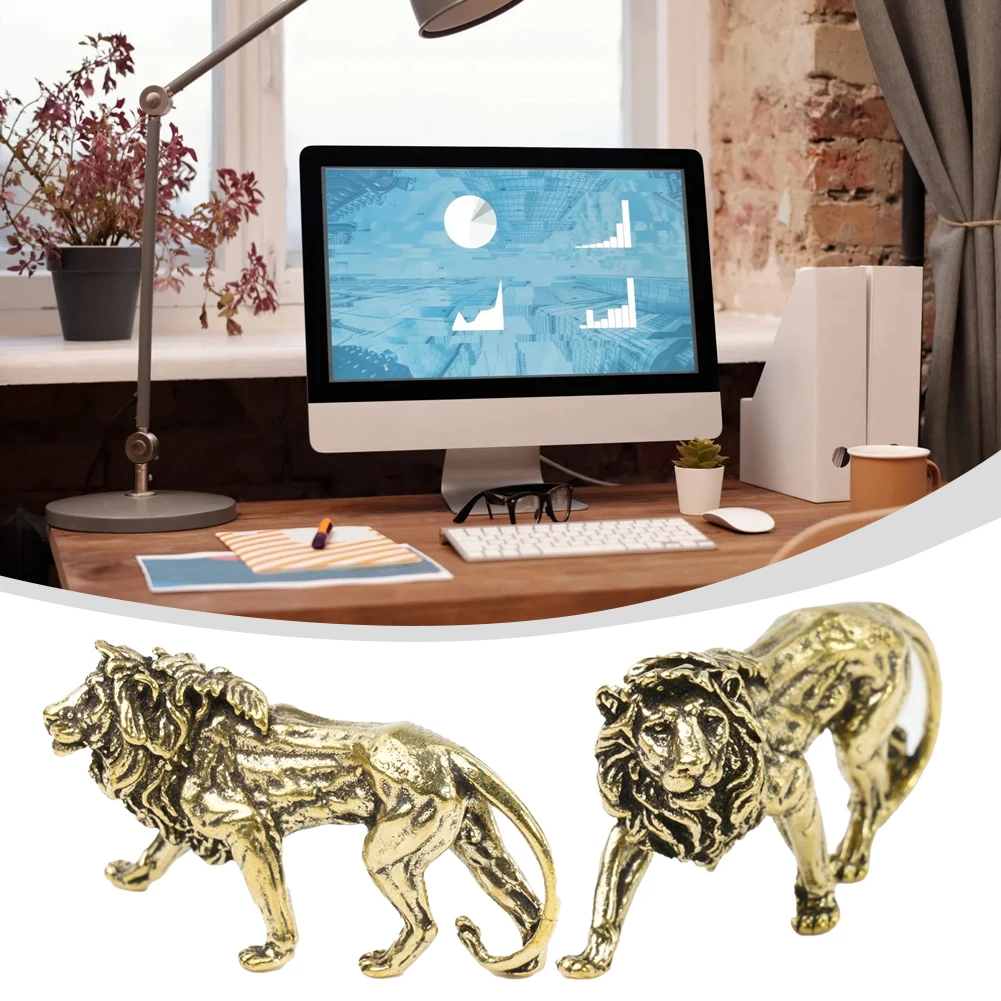 

Convenient Durable Hot Practical Lion ornament Vivid 1pcs 39*12*25mm Copper Craft Figurines Handmade Miniatures