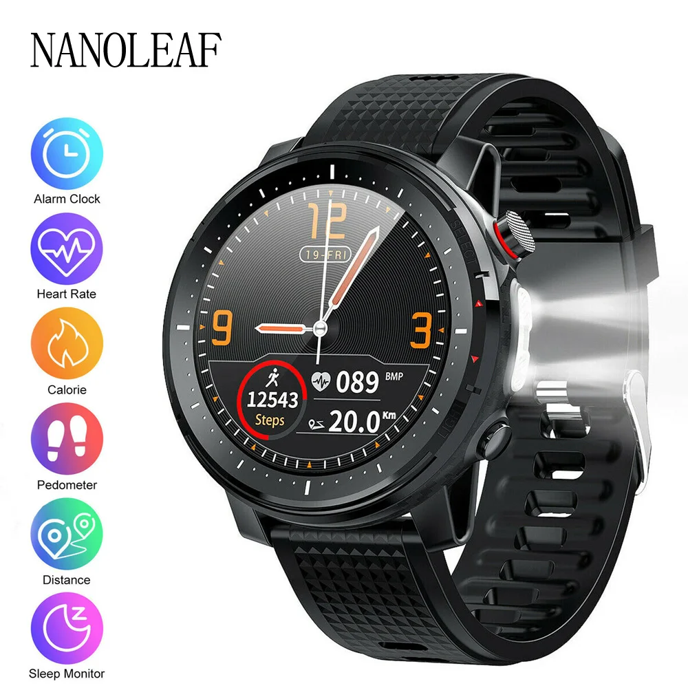 Смарт-часы L15 мужские с фонариком и фитнес-трекером |