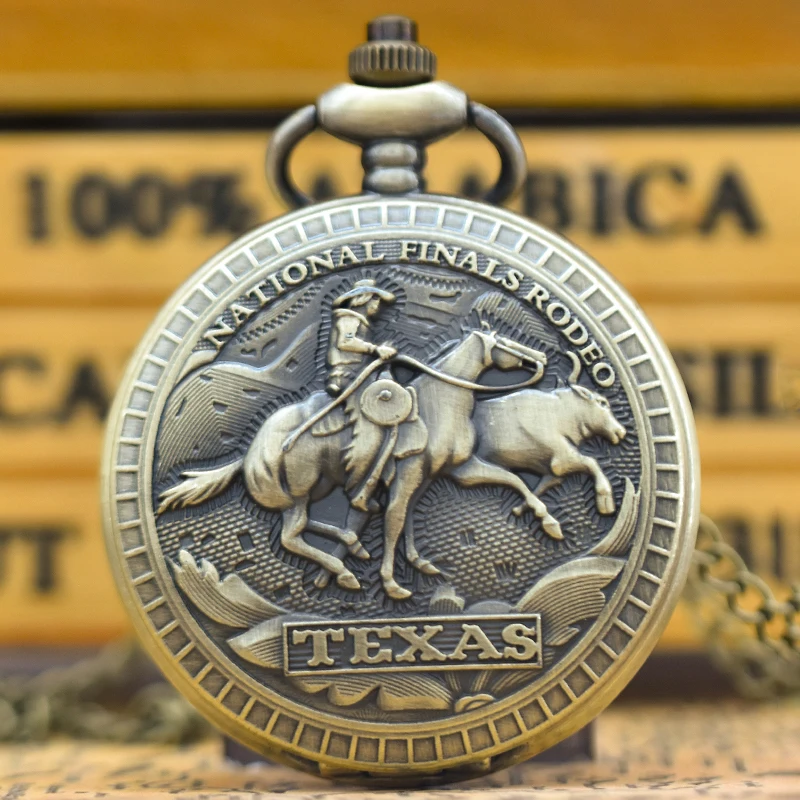 Винтажные Бронзовые Складные Джинсовые Кварцевые Карманные Часы С Цепочкой