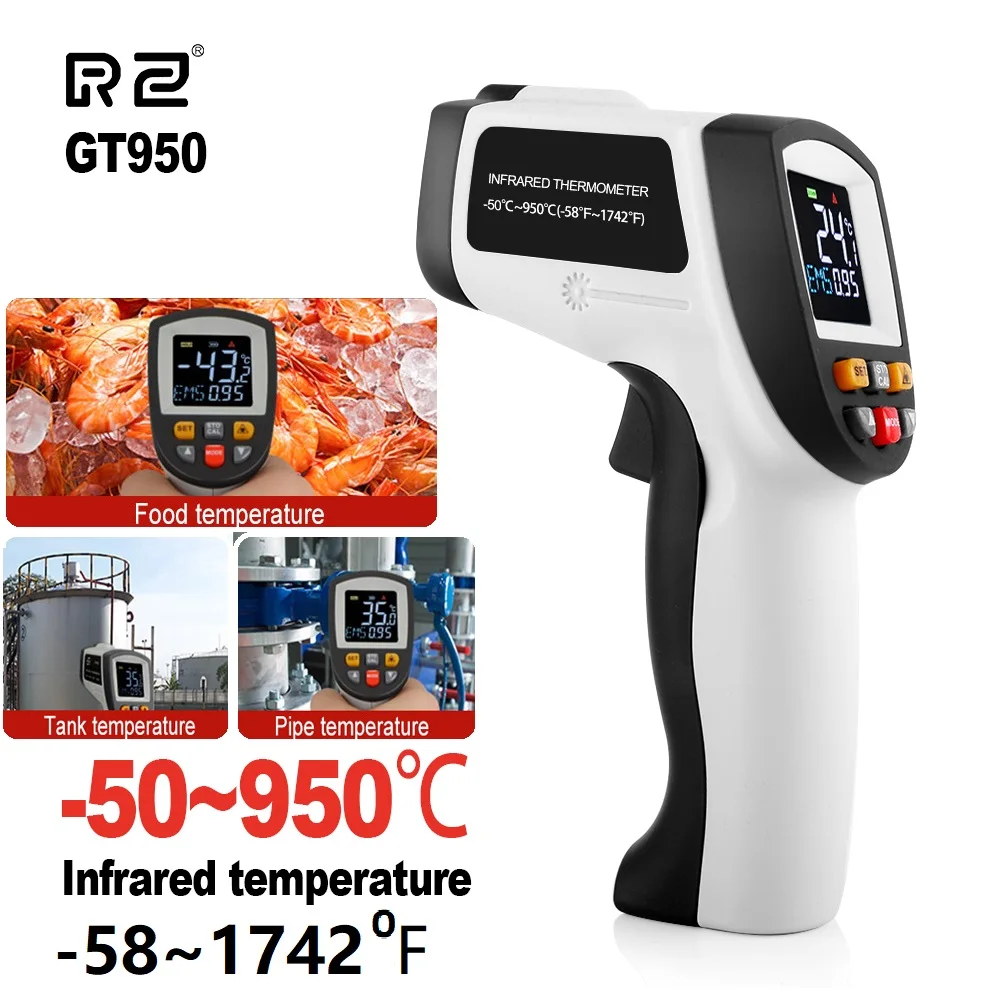 Бесконтактный термометр BENETECH GT750/GT950, цифровой инфракрасный пистолет с цветным ЖК-дисплеем