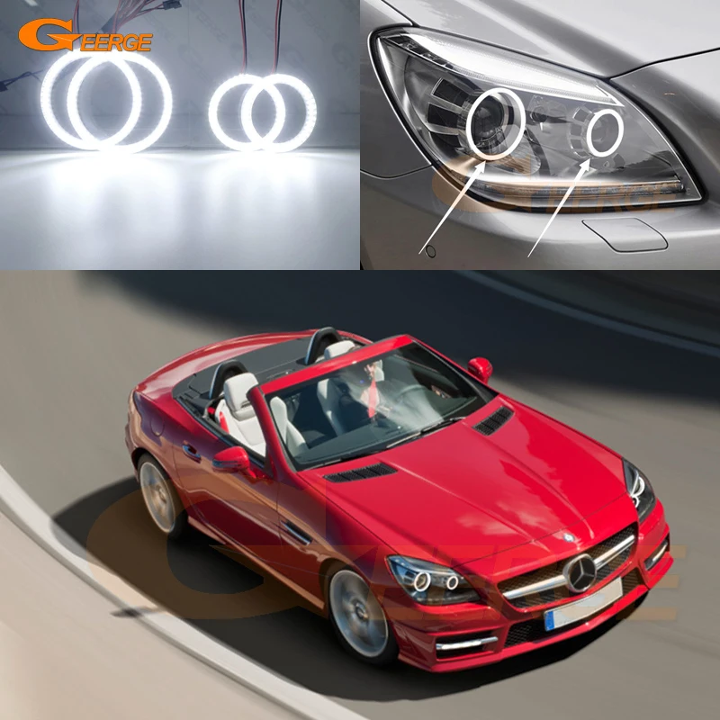 

For Mercedes Benz SLK Class R172 2011-2015 Pre Facelift Xenon Headlight Ultra Bright LED Angel Eyes Halo Rings Kit Day Light