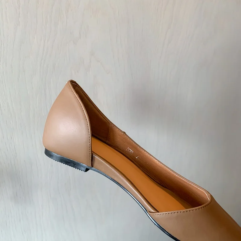 ZVQ Woman Pointed Toe Flats Real Leather Handmade Summer Brand Shoes Gold Black 1 Cm Heel Good Quality Ladies Dress Footwear