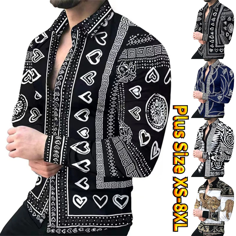 

Men's New Design Printing Long Sleeve Turndown Outdoor Street Button-Down Print Tops Summer Fashion Designer Clothing Shirt