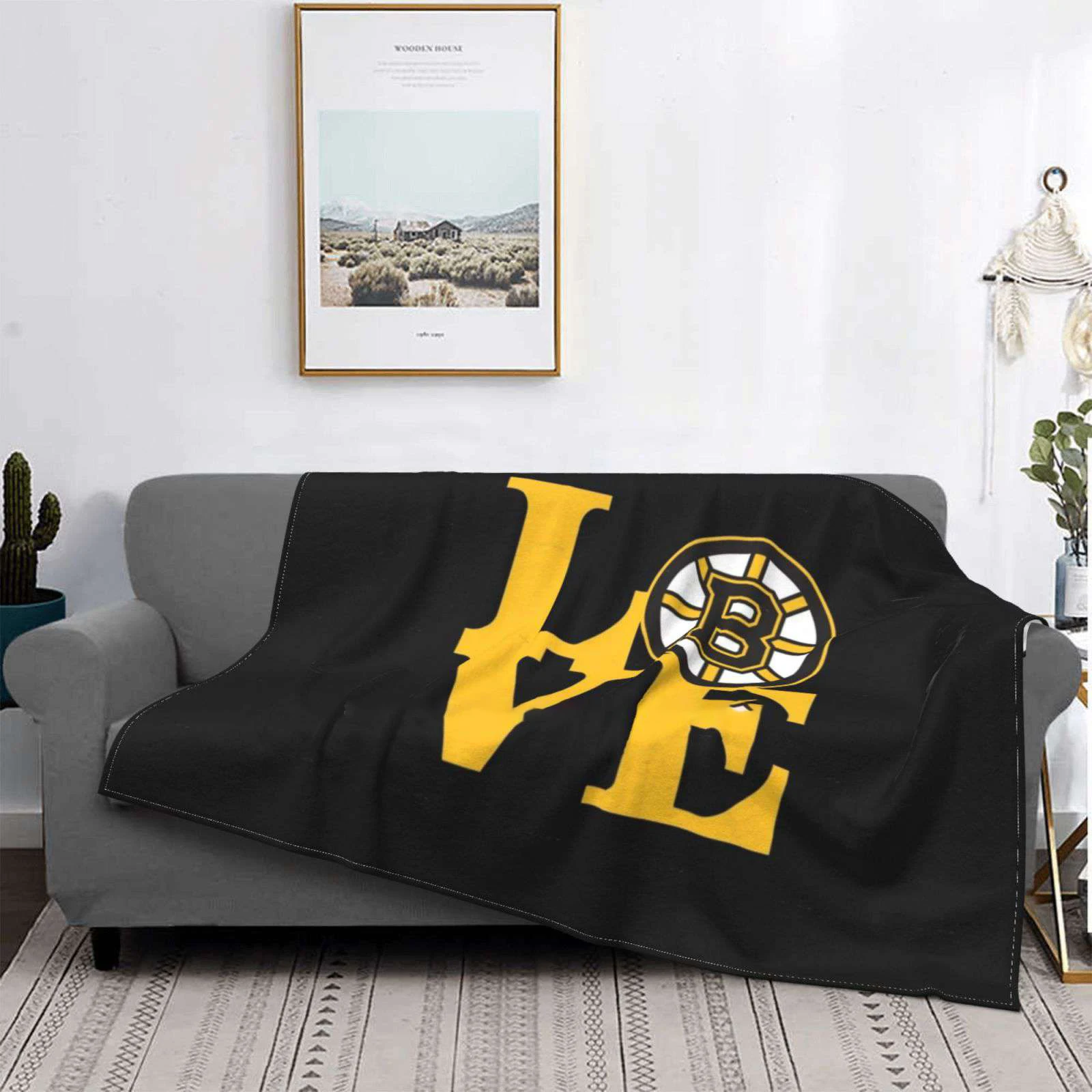 

Love Bruins 4 All Sizes Soft Cover Blanket Home Decor Bedding Ice Hockey Usa Uses Ice Boston Bear Champion
