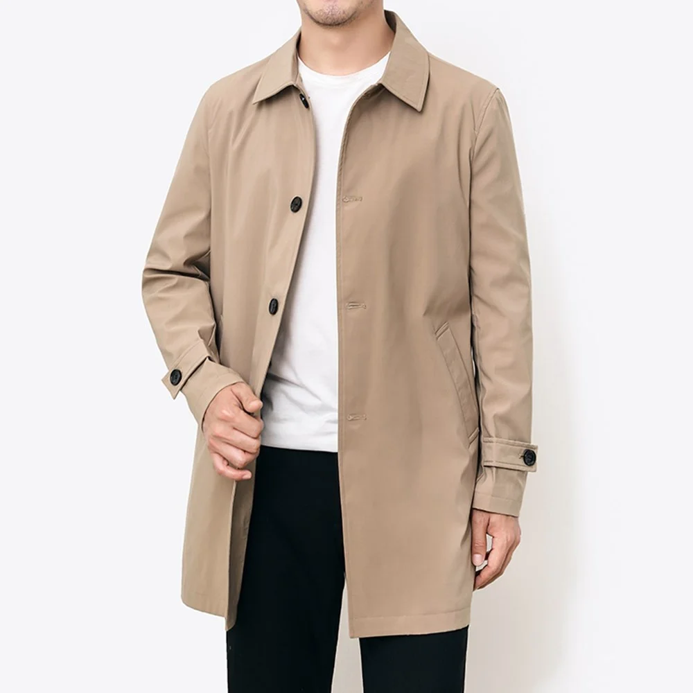 

Long Coat Windbreaker Casual Loose Design Solid Trench Men Fashion Korean Style Male Jackets Fall Spring Outwear M-4XL Hot