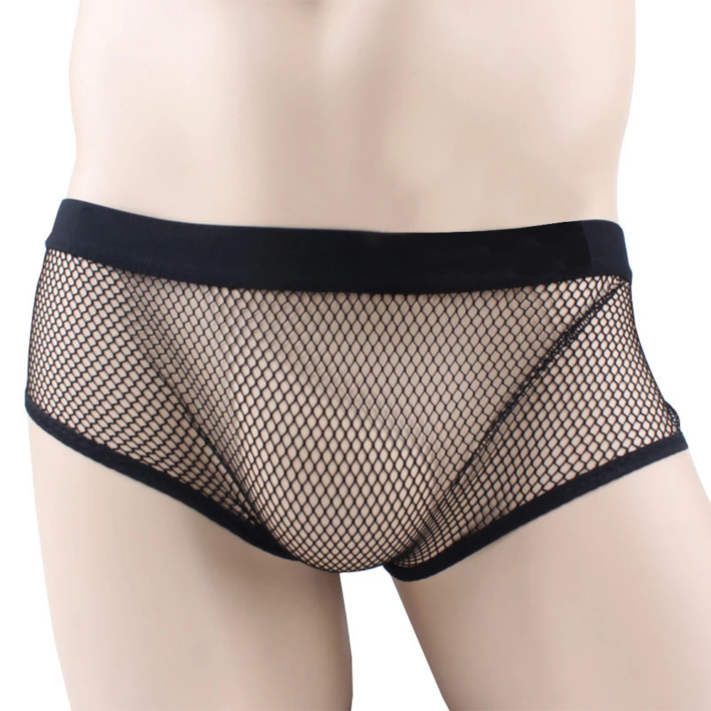 

Men Sexy Underwear Male Fishnet Mesh Boxer Low Rise Transparent Briefs Solid Thongs Elasticity Breath Lingerie Erotic Underpants