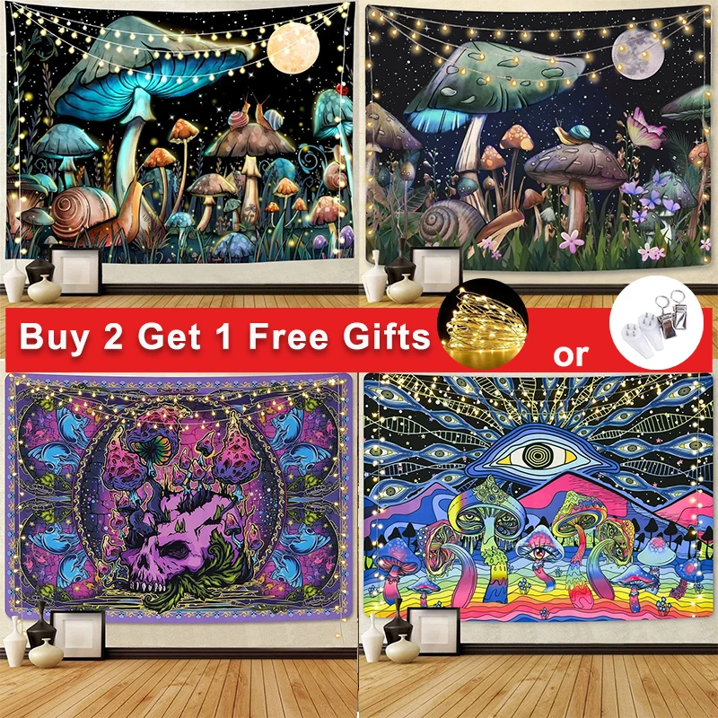 

Psychedelic Mushroom Tapestry Stylish Art Star Decoration Dream Plant Hip-hop Leather Tapestries Living Room Bedroom Decoration