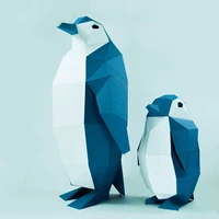 penguin animal paper mold ornaments handmade diy paper art model lowpoly style home decorations