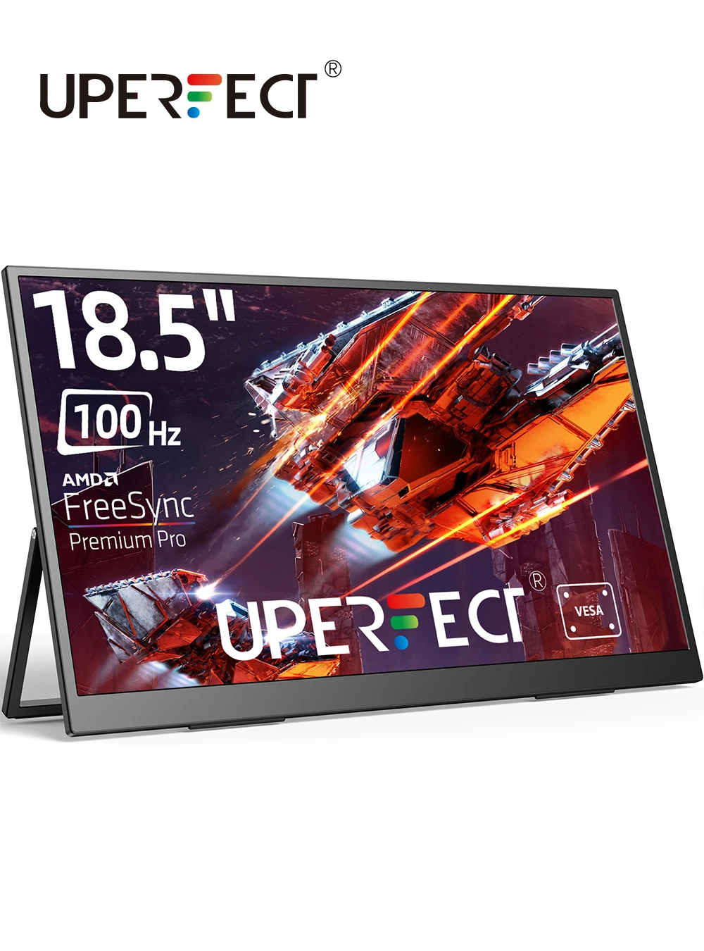 UPERFECT 100 Гц 18,5-дюймовый портативный монитор с отверстием VESA Подставка для ПК Игры Расширенный второй дисплей Большой экран Поддержка типа C HDMI