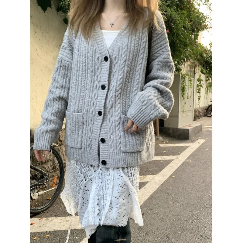 Универсальный вязаный свитер с v-образным вырезом Idle Sle женский зимний 2024 новый