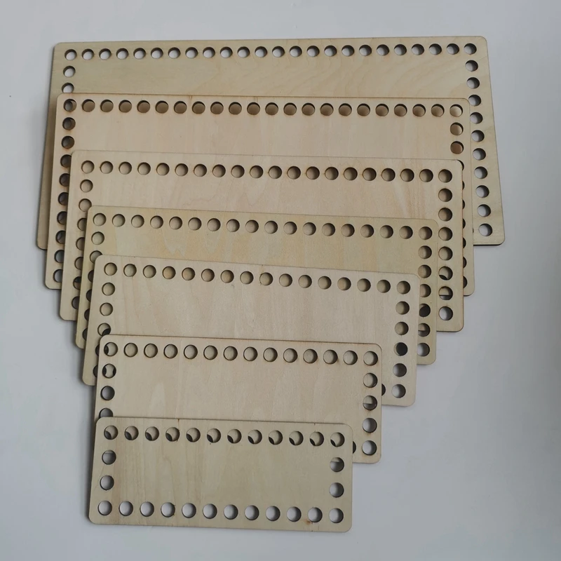 

Set of Mix 7 size Middle rectangle wooden base for crochet basket Wood base Wooden basket bottom