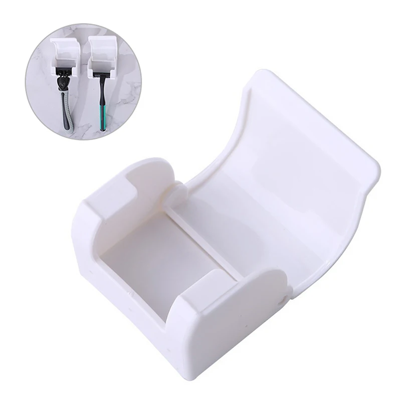 

1PCS Dustproof Men Razor Holder Wall Self-adhesived Plastic Shaver Holder Hanging Rack Bathroom Accessory Bathroom Support