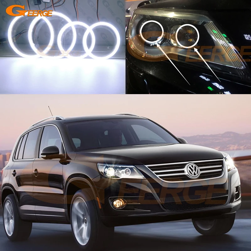 

For Volkswagen VW Tiguan 5N 2007 2008 2009 2010 Xenon Headlight Ultra Bright COB Led Angel Eyes Kit Halo Rings Day Light