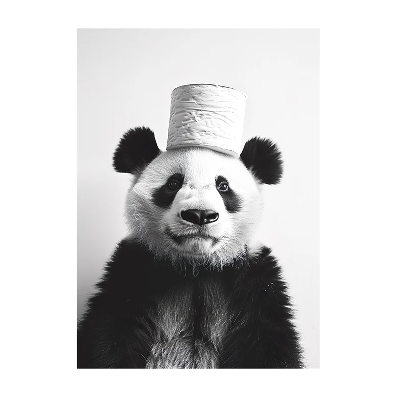 Черно-белый постер с животными на холсте