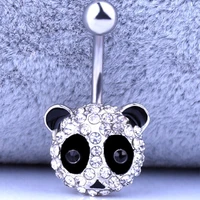 1pcs folk custom panda navel ring diamonds pandas belly button bar barbell piercing jewelry