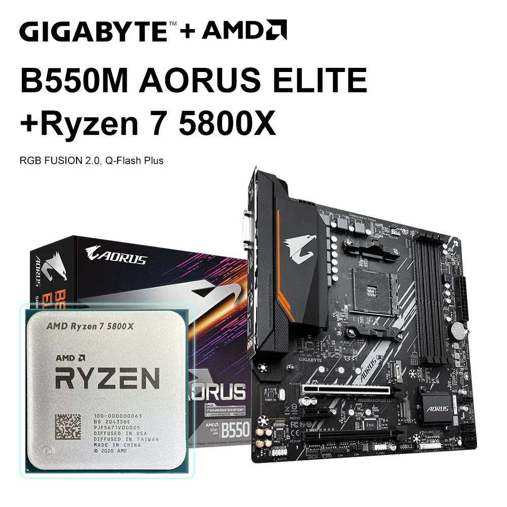 

Комплект материнской платы GIGABYTE B550M AORUS ELITE + процессор AMD Ryzen 7 R7 5800X, разъем AM4 DDR4 128 ГБ, разъем AM4 AMD b550, материнская плата