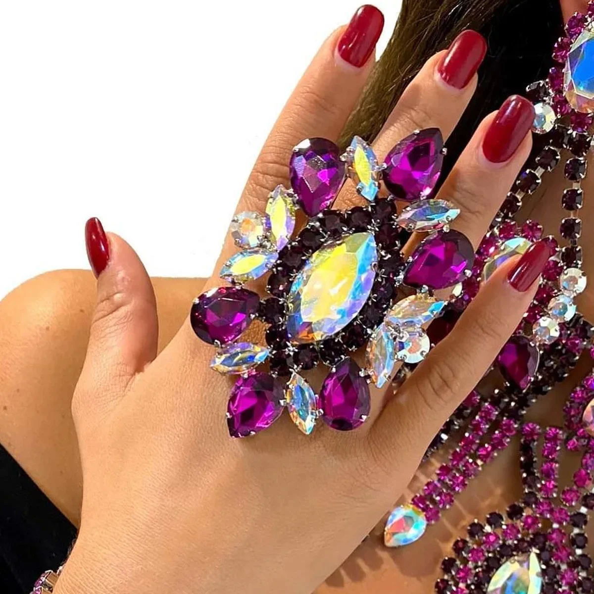 Модные большие кольца на палец с кристаллами регулируемые ювелирные изделия