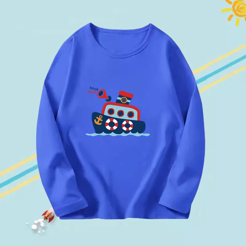 

Boys 2023 Autumn T-shirts Baby Boy Long Sleeve Tee Tops Little Boy Spring Fashion Ship Graphic Tee