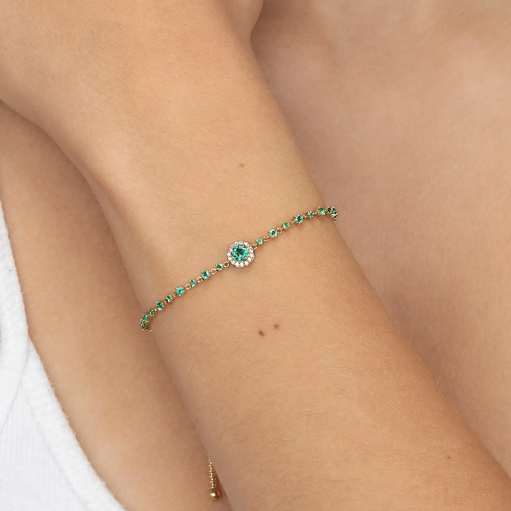 

3mm 3 Prong Thin CZ Tennis Chain Geometric Round Halo Charm Colorful White Blue Red Green Cubic Zirconia Bracelet Adjustable