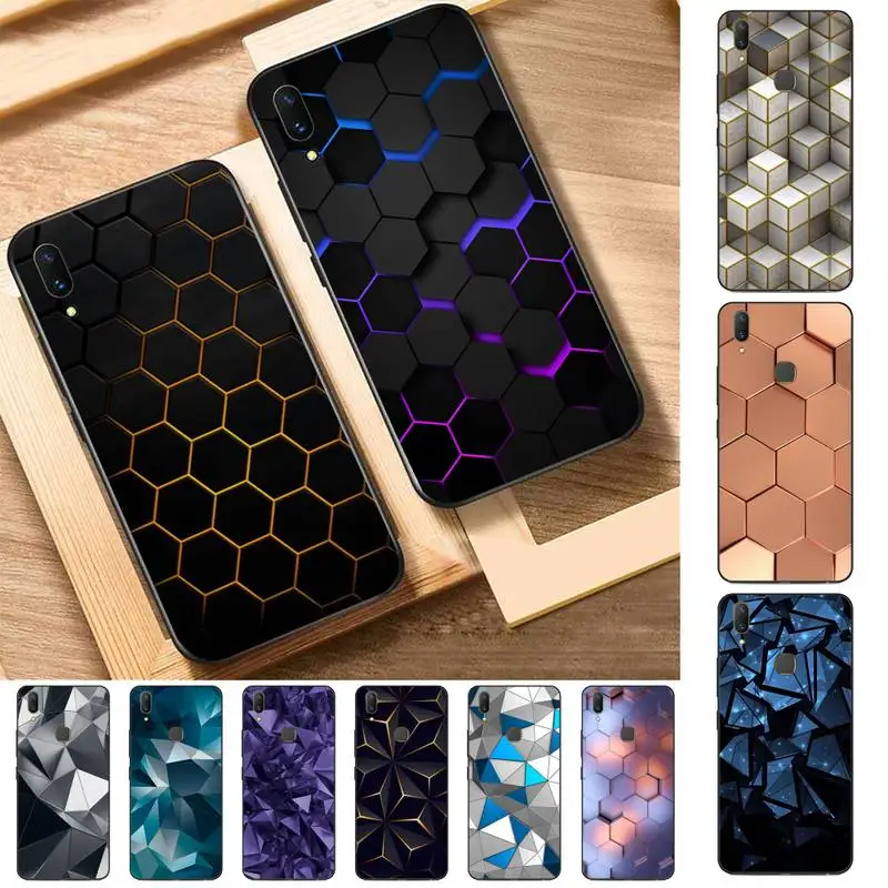 

Luxury Geometry Cool Phone Case for Vivo Y91C Y11 17 19 17 67 81 Oppo A9 2020 Realme c3