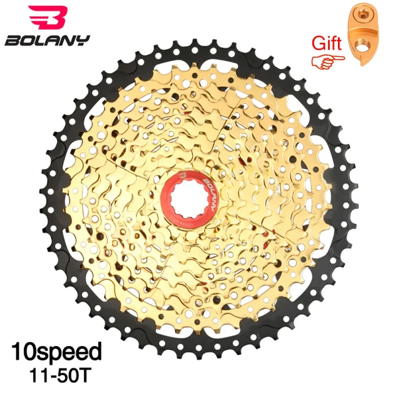 

BOLANY 10 Speed Gold Cassette 11-50T Wide Ratio Freewheel Mountain Bike MTB Bicycle Cassette Sprocket Compatible With Sarm
