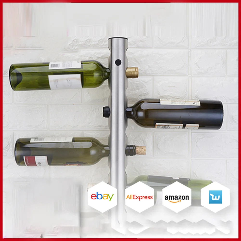 

3cm 8holes Wine Rack Stainless Steel Wall-shaped Red Wine Rack Creative Red Wine Rack Wall Tubular Kitchen Accessories