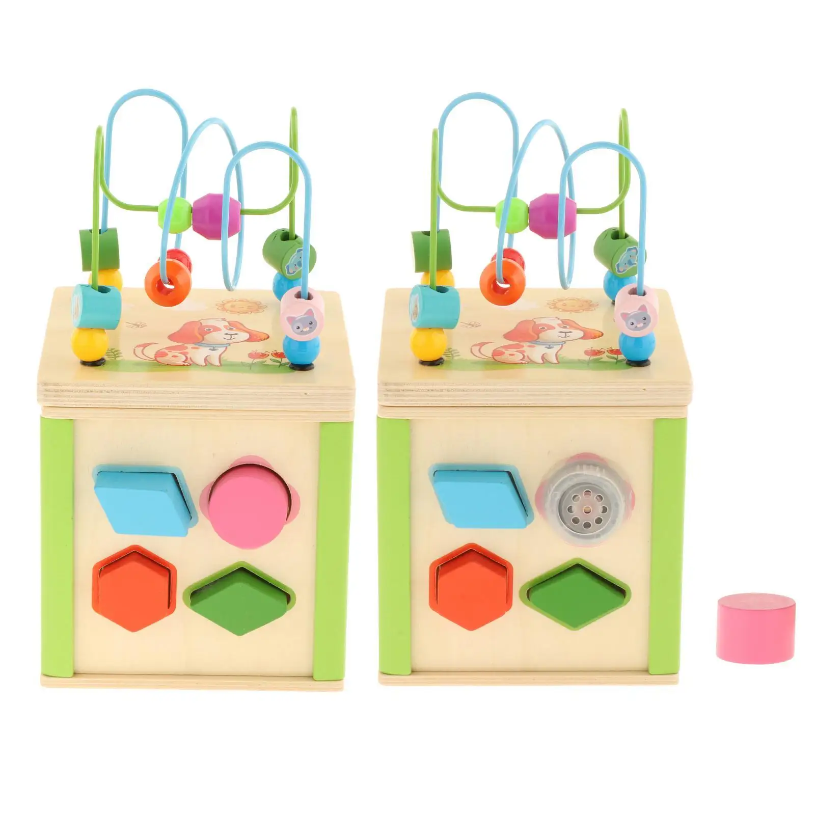 

Montessori Wooden Bead Maze Shape Sorter Learning Shape Match Early Education Baby Activity Cubes for Boys Girls Birthday Gift