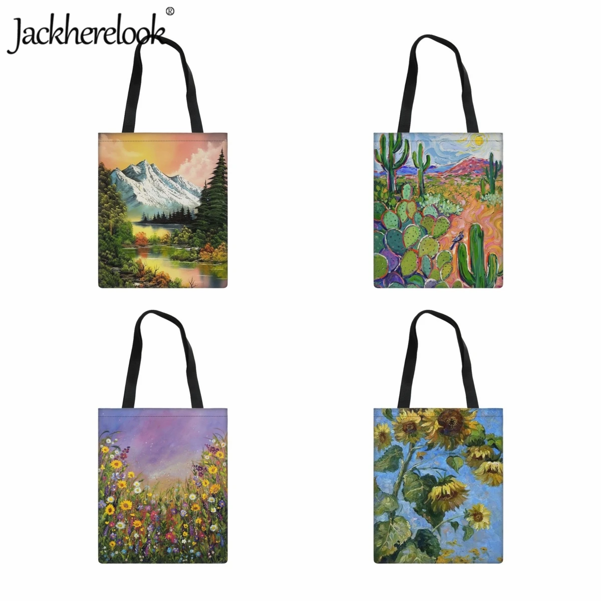 Jackherelook женская классическая Холщовая Сумка с принтом природного пейзажа
