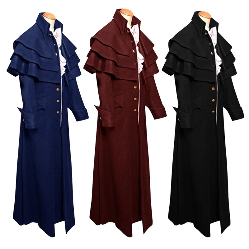 

Wepbel Halloween Jackets Outwear Cosplay Medieval Stand Collar Jackets Button Coat Stage Costume Uniform Retro Outwear Coats