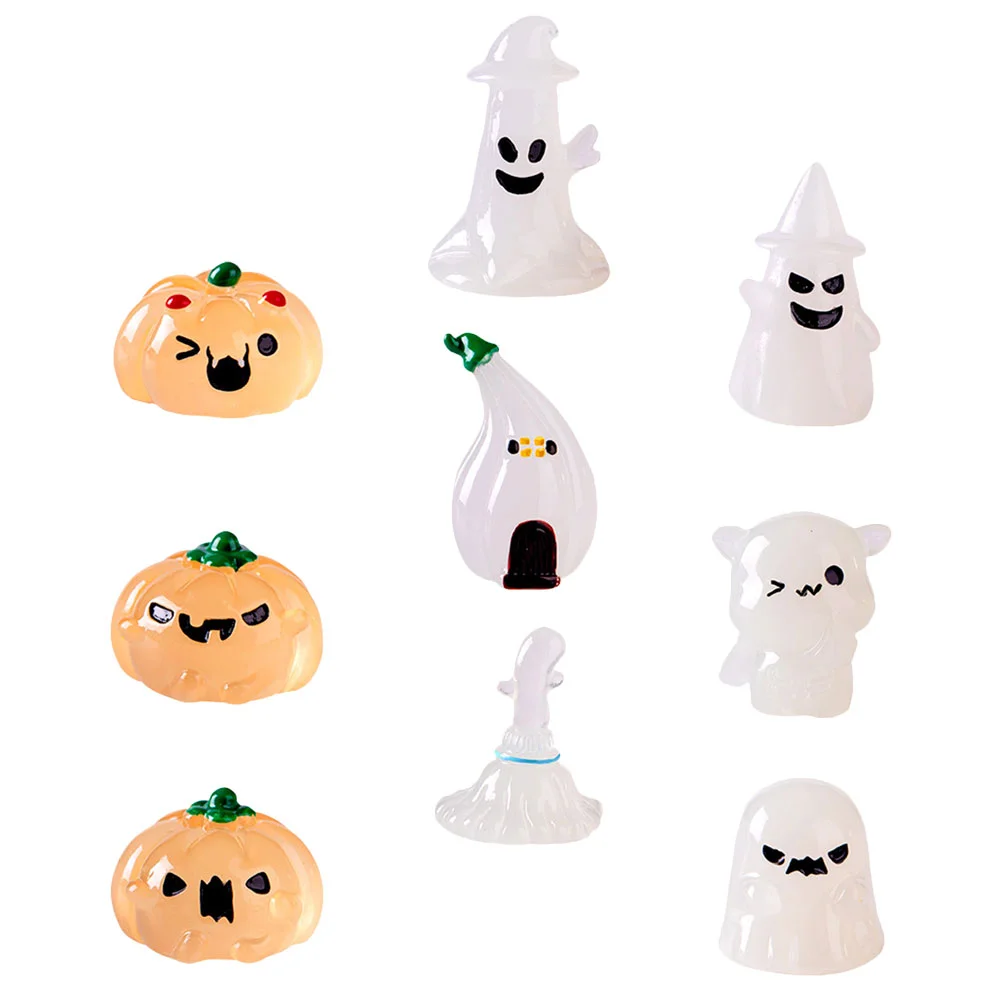 

9 Pcs Miniature Halloween Ornament Desktop Adornment Scene Layout Prop Decor Miniatures Crafts Party Resin