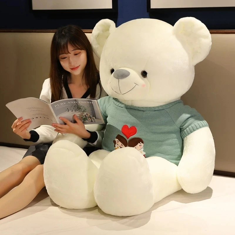 

80/110cm Giant Sweater Teddy Bear Plush Toy Stuffed Soft Cartoon Lovers Bear Valentine Gift for Girlfriend Appease Toys for Kids