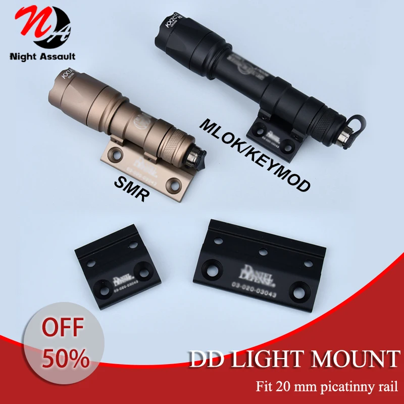 

Airsoft Flashlight DD Fit SMR Mlok Keymod mini Scout Light Offset Side Mount Weapon Light Base Accessories For Surefir M300 M600